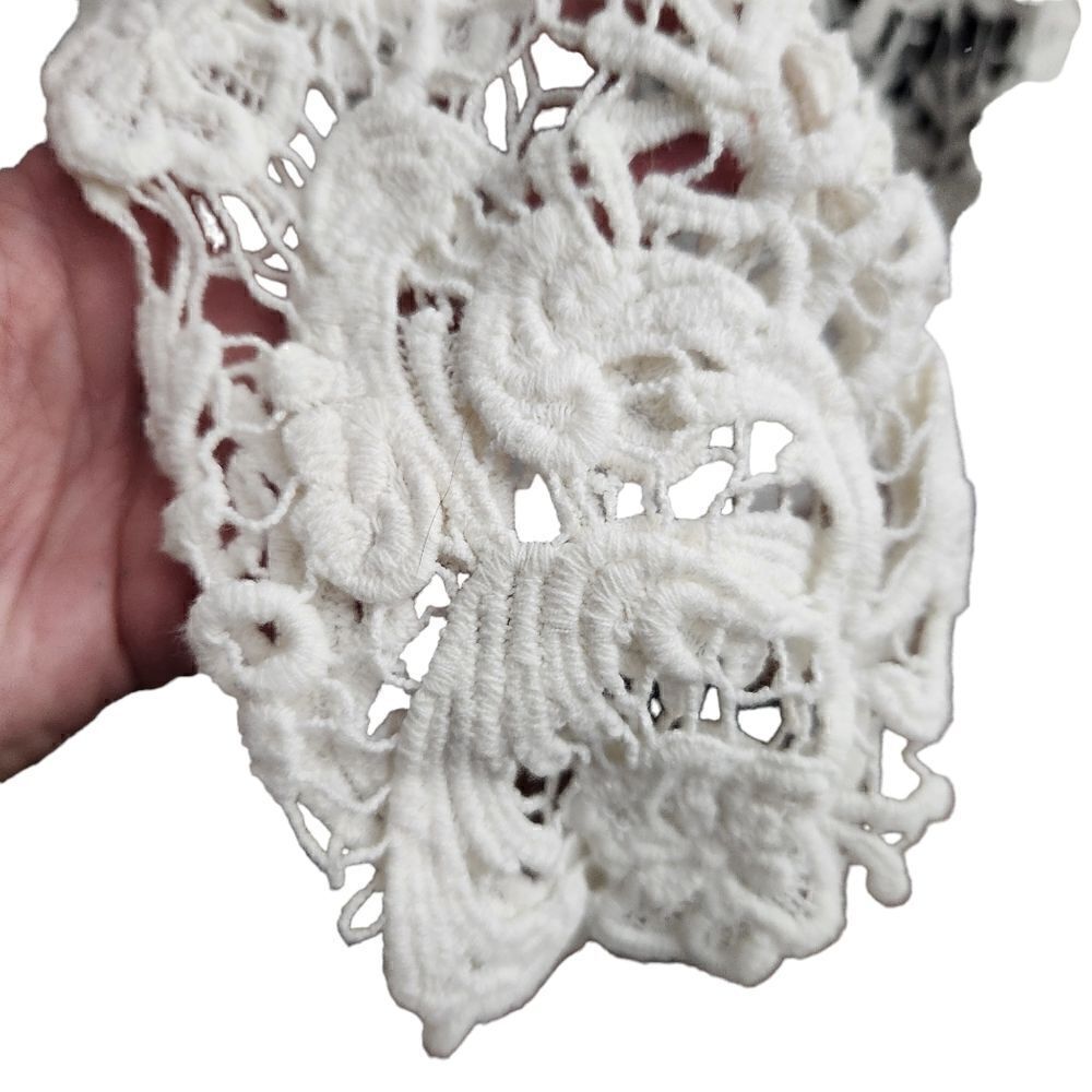 Crochet Sweater White Cream Open Weave Womens Small Long Sleeve - Picture 7 of 7